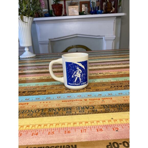 Vintage Morton Salt Coffee Cup Mug 1921 Logo When It Rains It Pours - Picture 4 of 10